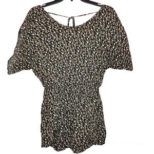 BCBGeneration Floral Flutter‎ Sleeve Romper Black Small